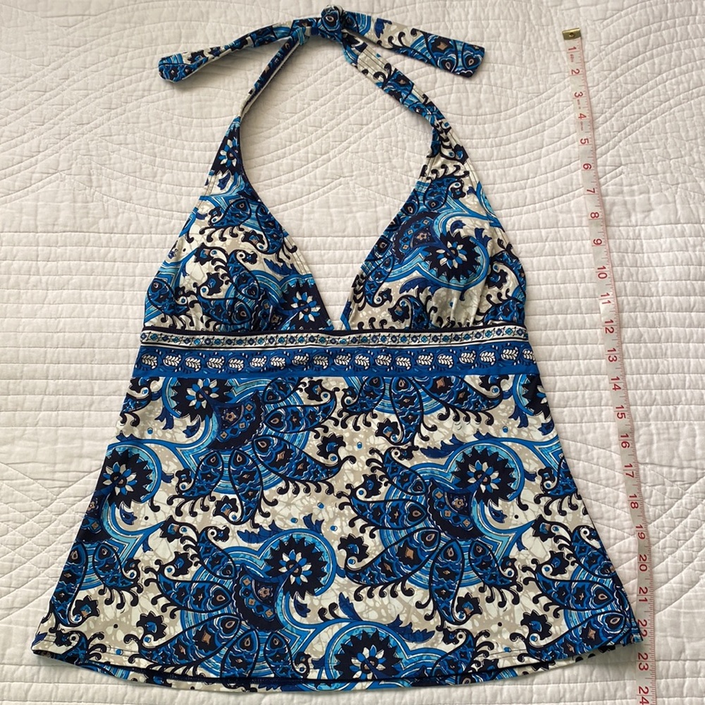 Michael Kors Halter Tankini Tank Top Swimwear Blue Black Tan NWOT Small - Picture 11 of 16